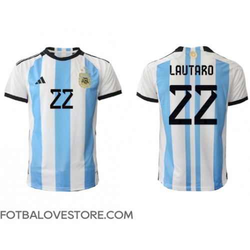 Argentina Lautaro Martinez #22 Domácí Dres MS 2022 Krátkým Rukávem